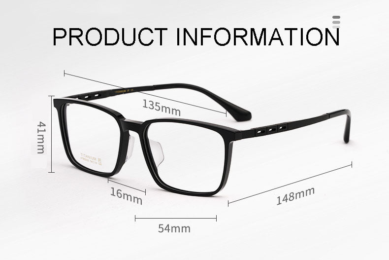 Hotony Men's Full Rim TR 90 Resin Titanium Square Frame Eyeglasses 5020 Full Rim Hotony