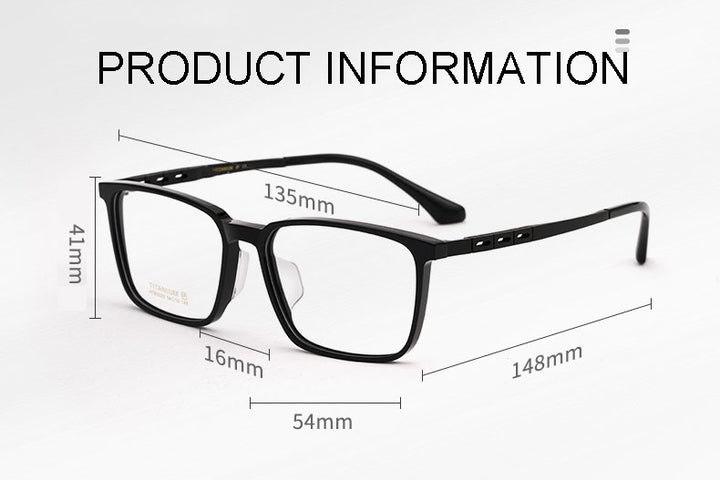 Hotony Men's Full Rim TR 90 Resin Titanium Square Frame Eyeglasses 5020 Full Rim Hotony