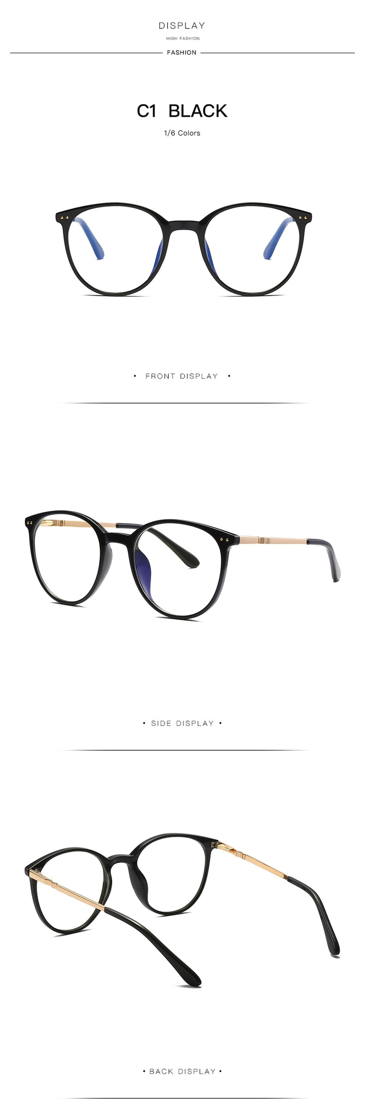 Hotochki Women's Full Rim Round TR-90 Resin Alloy Frame Eyeglasses 2055 Full Rim Hotochki