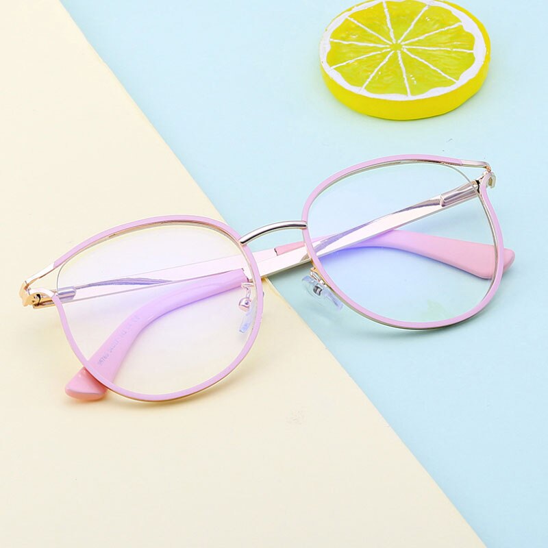 Hotony Women's Full Rim Round Cat Eye TR 90 Alloy Frame Eyeglasses 95785 Full Rim Hotony