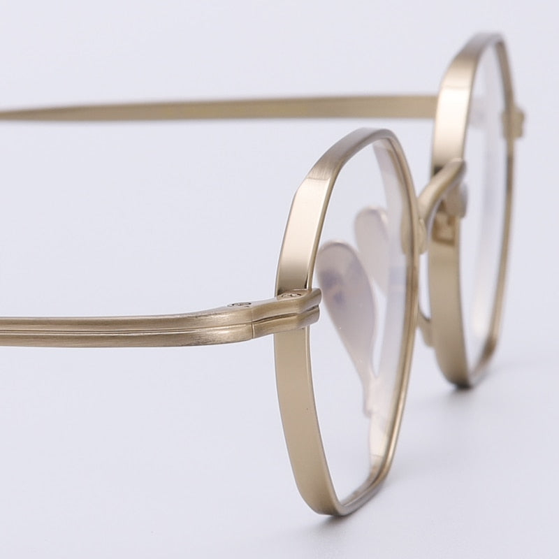 Muzz Unisex Full Rim Polygon Round Titanium Frame Eyeglasses 152 Full Rim Muzz
