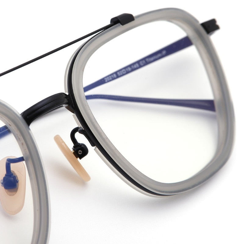 Muzz Unisex Full Rim Square Titanium Acetate Frame Eyeglasses 5209 Full Rim Muzz