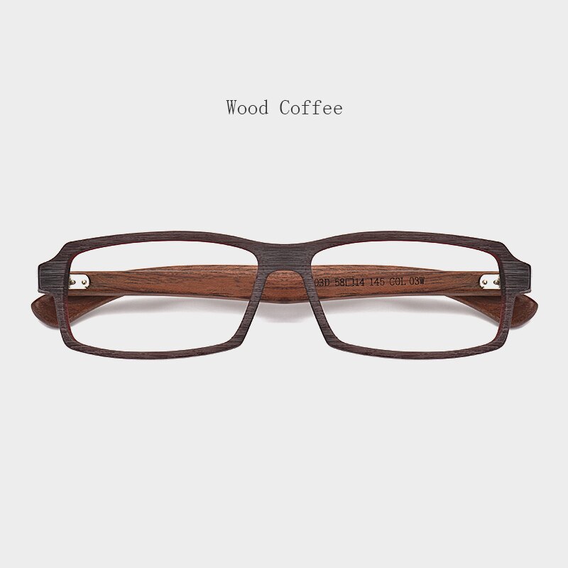 Hdcrafter Men's Full Rim Rectangle Wood Frame Eyeglasses 5603 Full Rim Hdcrafter Eyeglasses Wood Coffee