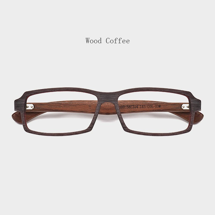 Hdcrafter Men's Full Rim Rectangle Wood Frame Eyeglasses 5603 Full Rim Hdcrafter Eyeglasses Wood Coffee