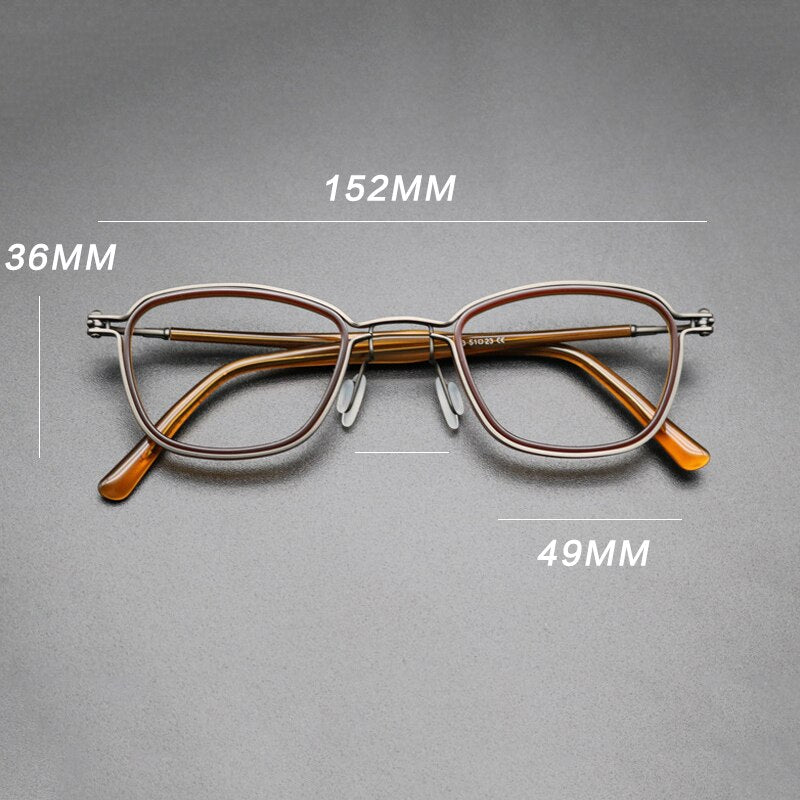 Gatenac Unisex Full Rim Square Acetate Titanium Frame Eyeglasses Gxyj544 Full Rim Gatenac