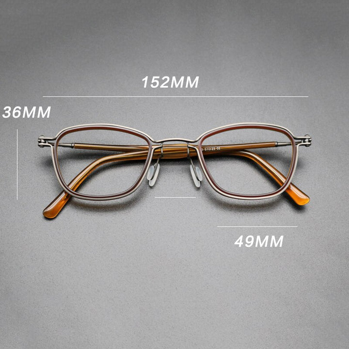 Gatenac Unisex Full Rim Square Acetate Titanium Frame Eyeglasses Gxyj544 Full Rim Gatenac