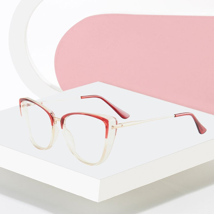 Hotony Women's Full Rim TR 90 Resin Cat Eye Frame Eyeglasses 7033 Full Rim Hotony