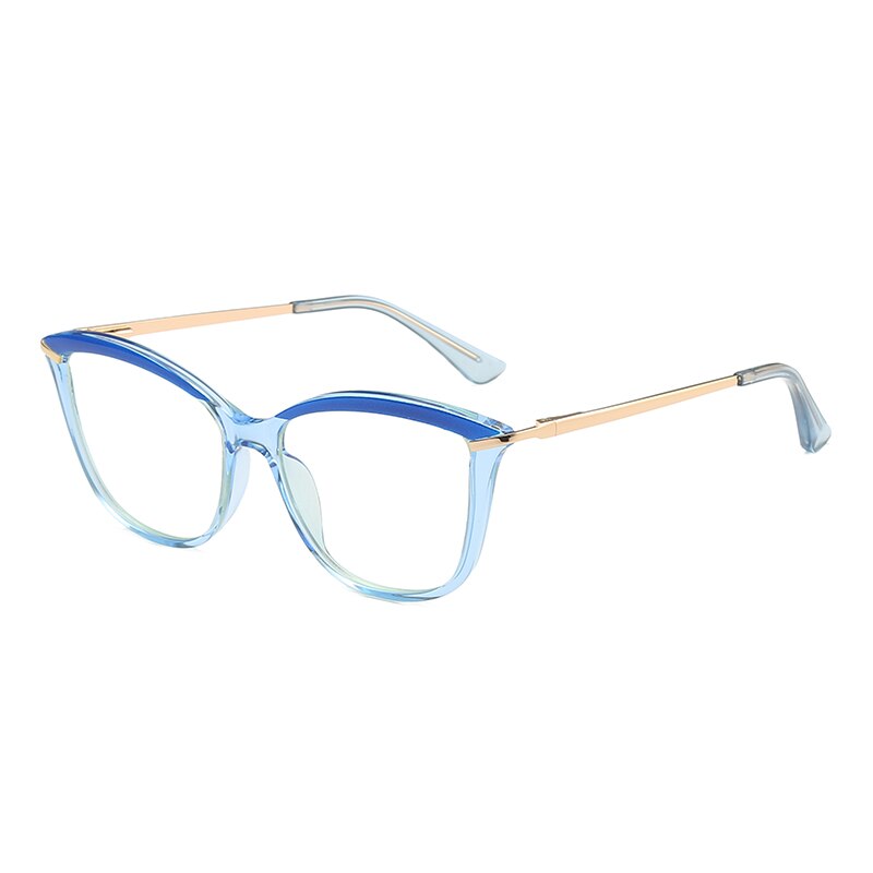 CCspace Unisex Full Rim Cat Eye Tr 90 Titanium Frame Eyeglasses 46911 Full Rim CCspace C5Blue