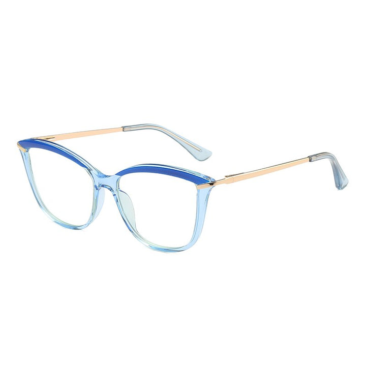 CCspace Unisex Full Rim Cat Eye Tr 90 Titanium Frame Eyeglasses 46911 Full Rim CCspace C5Blue
