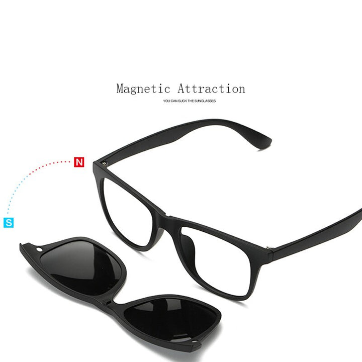 Hdcrafter Unisex Full Rim Acetate Frame 6 In 1 Polarized Magnetic Clip On Sunglasses With Clip Ons Hdcrafter Eyeglasses