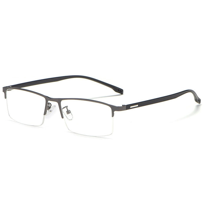 Hotochki Men's Semi Rim Rectangular Alloy Frame Eyeglasses 9102 Semi Rim Hotochki