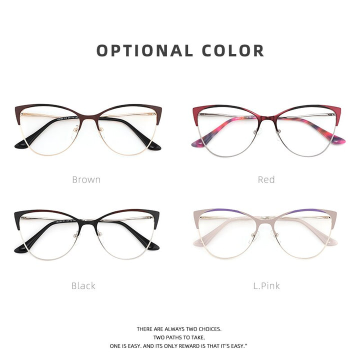 Laoyehui Women's Eyeglasses Cat Eye Alloy Frame 18026 Full Rim Laoyehui