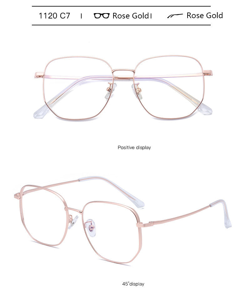 Hotony Unisex Full Rim Polygonal Square Titanium Frame Eyeglasses 1120 Full Rim Hotony