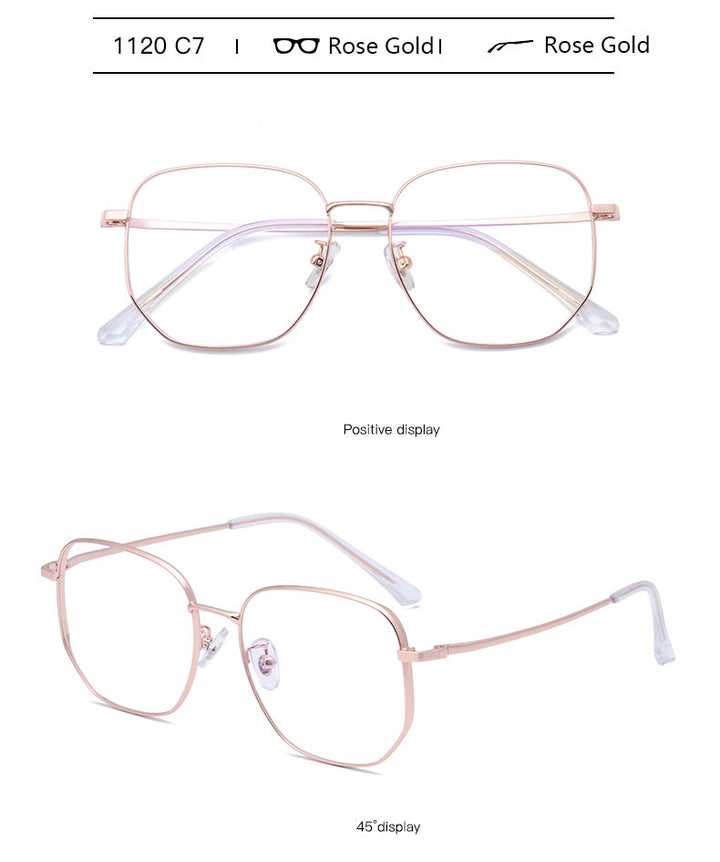 Hotony Unisex Full Rim Polygonal Square Titanium Frame Eyeglasses 1120 Full Rim Hotony