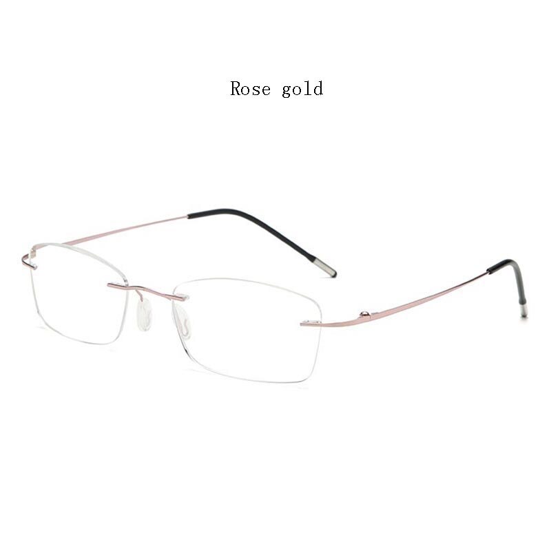 Hdcrafter Unisex Rimless Rectangle Titanium Frame Reading Glasses 8025 Reading Glasses Hdcrafter Eyeglasses +100 Rose Gold
