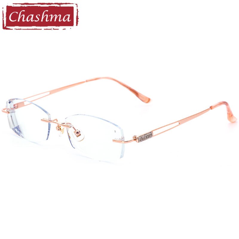 Chashma Ottica Women's Rimless Oval Rectangle Titanium Eyeglasses Tinted Lenses 6048 Rimless Chashma Ottica Transparent Lenses
