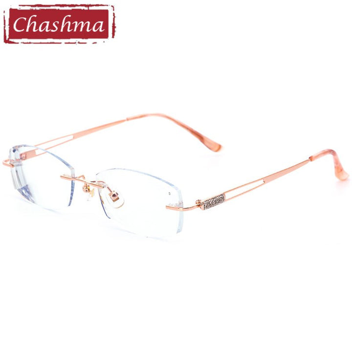 Chashma Ottica Women's Rimless Oval Rectangle Titanium Eyeglasses Tinted Lenses 6048 Rimless Chashma Ottica Transparent Lenses