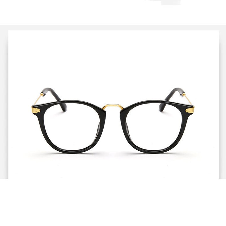 Oveliness Unisex Full Rim Round Tr 90 Titanium Alloy Eyeglasses 5844 Full Rim Oveliness shiny black