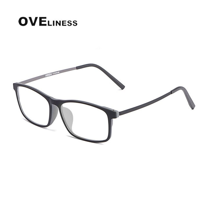 Oveliness Unisex Full Rim Square Ultem Resin Titanium Eyeglasses Ol20p99 Full Rim Oveliness Black Grey