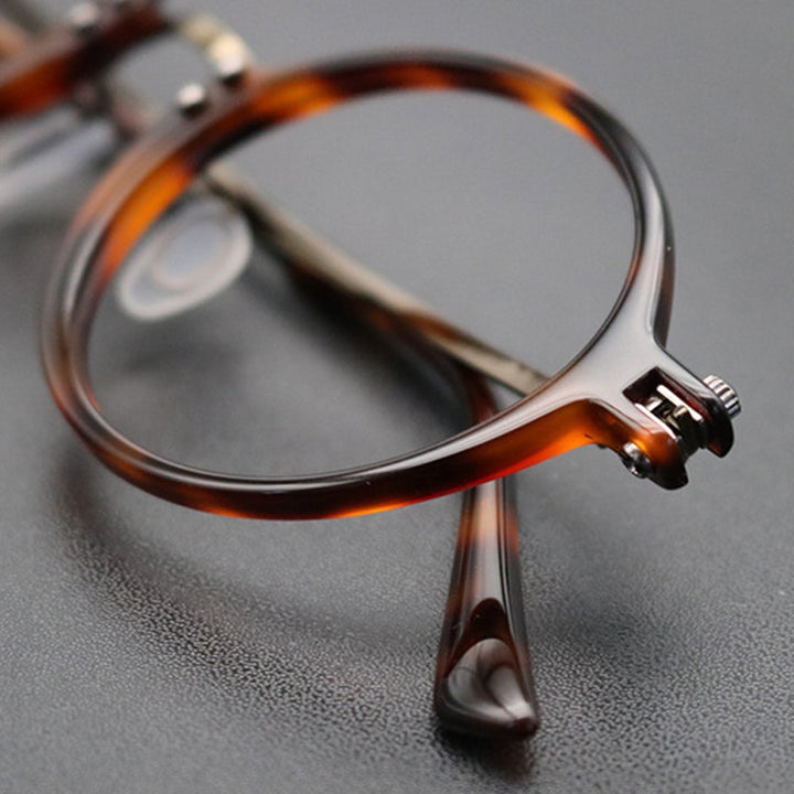 Gatenac Unisex Full Rim Round Titanium Acetate Frame Eyeglasses Gxyj696 Full Rim Gatenac