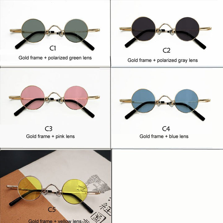 Yujo Unisex Acetate Alloy Small Round Sunglasses Y050 Sunglasses Yujo