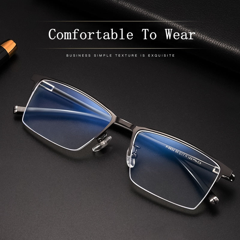 Yimaruili Men's Full Rim Titanium Alloy Frame Eyeglasses  P9832 Full Rim Yimaruili Eyeglasses