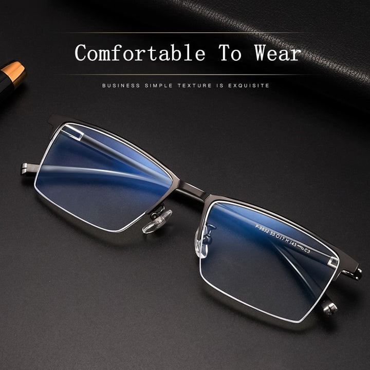 Yimaruili Men's Full Rim Titanium Alloy Frame Eyeglasses  P9832 Full Rim Yimaruili Eyeglasses