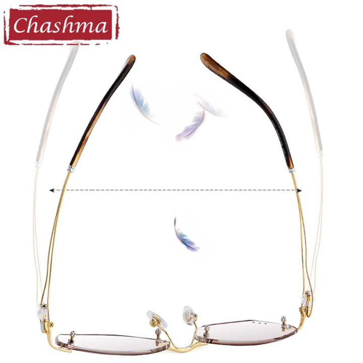 Chashma Ottica Women's Rimless Oval Square Titanium Eyeglasses Tinted Lenses 1337 Rimless Chashma Ottica