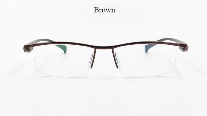 Men's Half Rim Titanium Alloy Frame TR-90 Temple Eyeglasses Np8011 Semi Rim Bclear