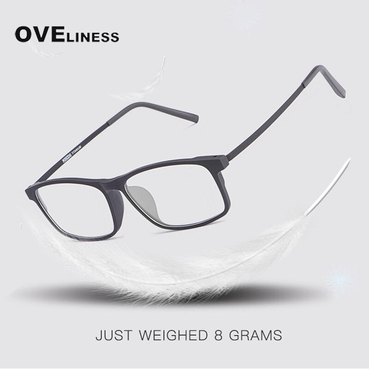 Oveliness Unisex Full Rim Square Ultem Resin Titanium Eyeglasses Ol20p99 Full Rim Oveliness