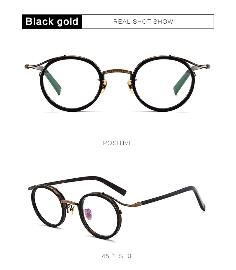Gatenac Unisex Full Rim Round Acetate Alloy Frame Eyeglasses Gxj37 Full Rim Gatenac
