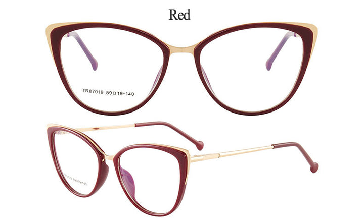 Hotony Women's Full Rim Cat Eye TR 90 Resin Alloy Frame Eyeglasses 7019 Full Rim Hotony