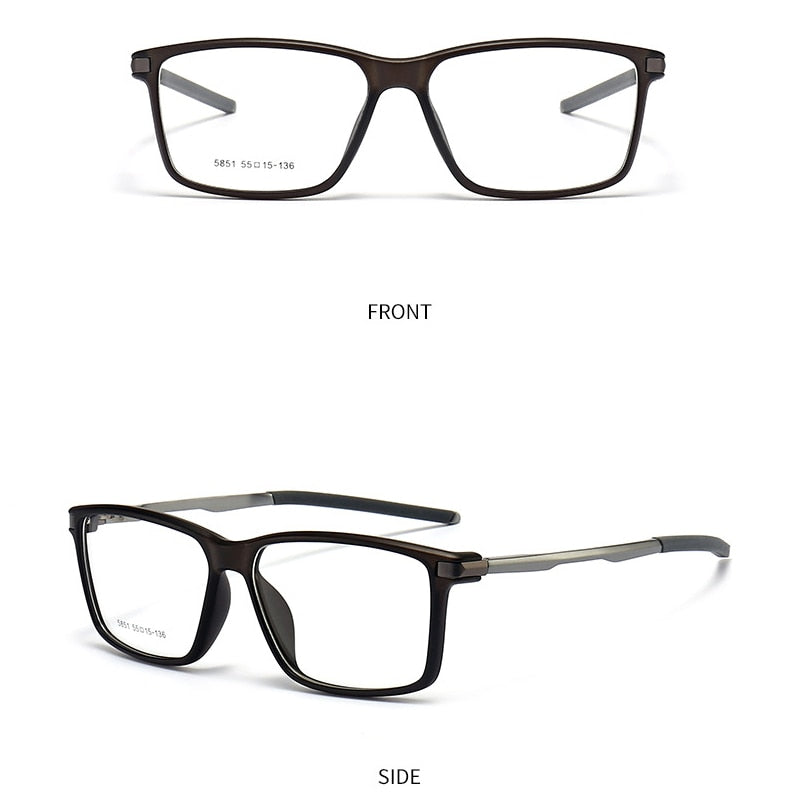 Gmei Men's TR 90 Square Aluminum Magnesium Sport Frame Eyeglasses 5851 Full Rim Gmei Optical C3-DARK GREY