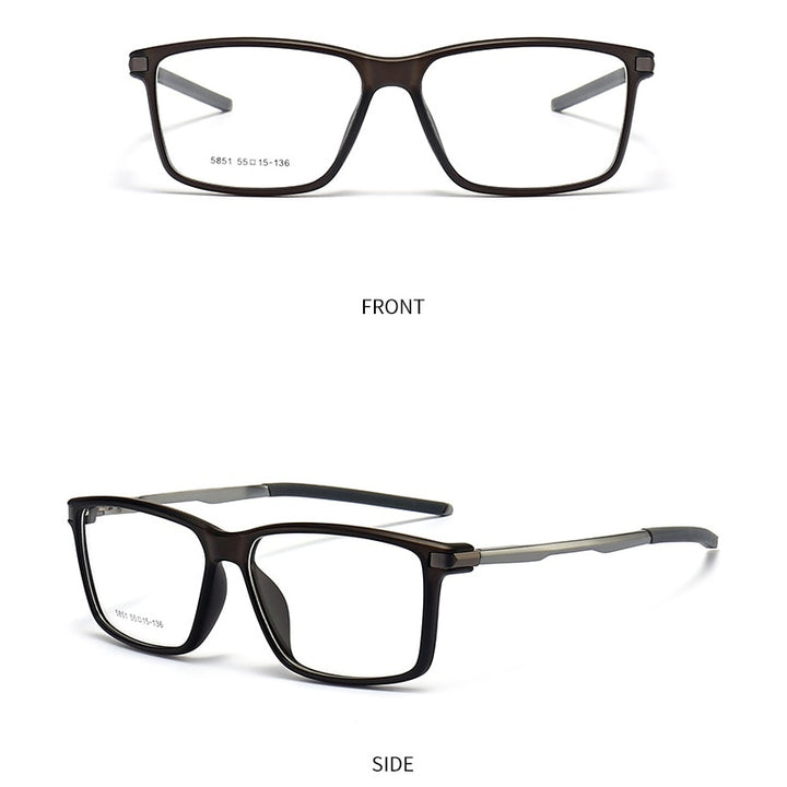 Gmei Men's TR 90 Square Aluminum Magnesium Sport Frame Eyeglasses 5851 Full Rim Gmei Optical C3-DARK GREY