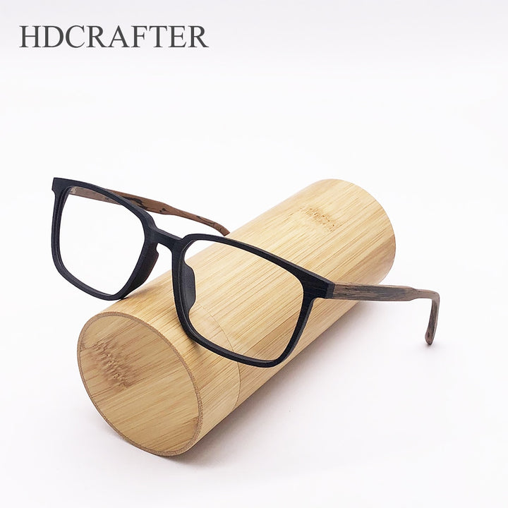 Hdcrafter Men's Full Rim Oversized Square Wood Frame Eyeglasses 1693 Full Rim Hdcrafter Eyeglasses