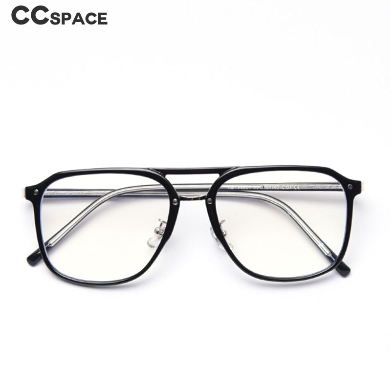 CCspace Women's Full Rim Square Tr 90 Titanium Double Bridge Frame Eyeglasses 49357 Full Rim CCspace