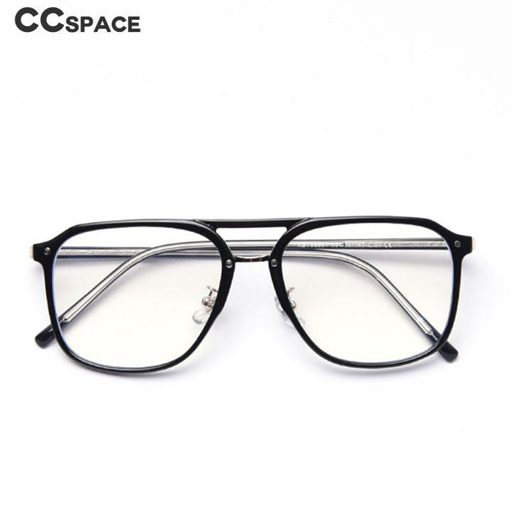 CCspace Women's Full Rim Square Tr 90 Titanium Double Bridge Frame Eyeglasses 49357 Full Rim CCspace
