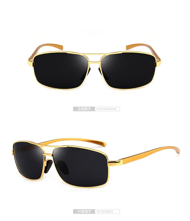 Reven Jate Men's Full Rim Rectangle Alloy Polarized Sunglasses 2458 Sunglasses Reven Jate