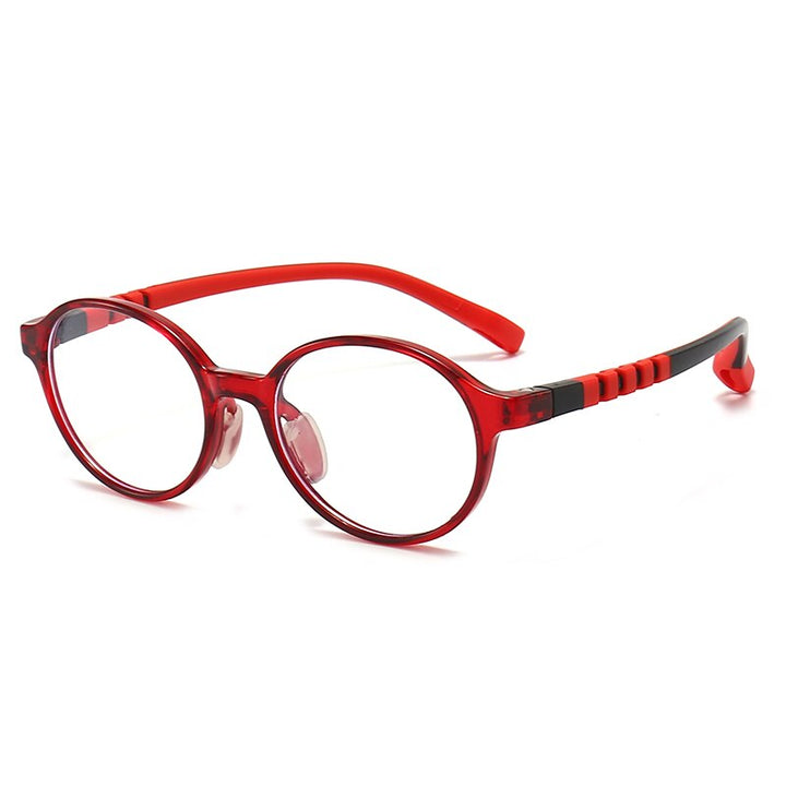 Oveliness Unisex Children's Full Rim Round Tr 90 Silicone Titanium Eyeglasses Trd108 Full Rim Oveliness c2 red