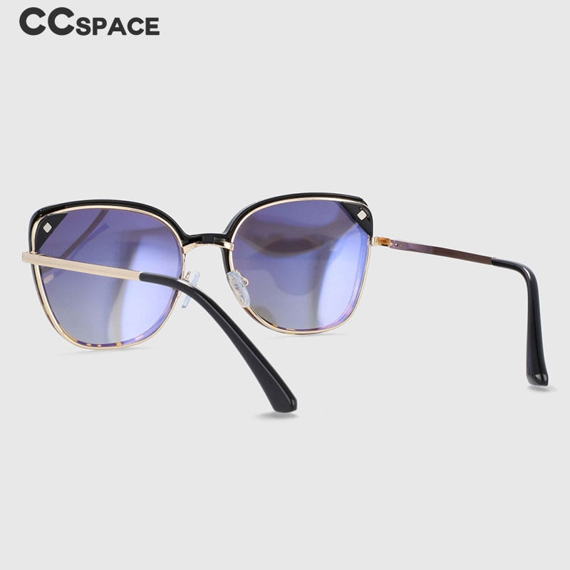CCspace Women's Full Rim Cat Eye Alloy Eyeglasses Clip On Sunglasses 53963 With Clip Ons CCspace