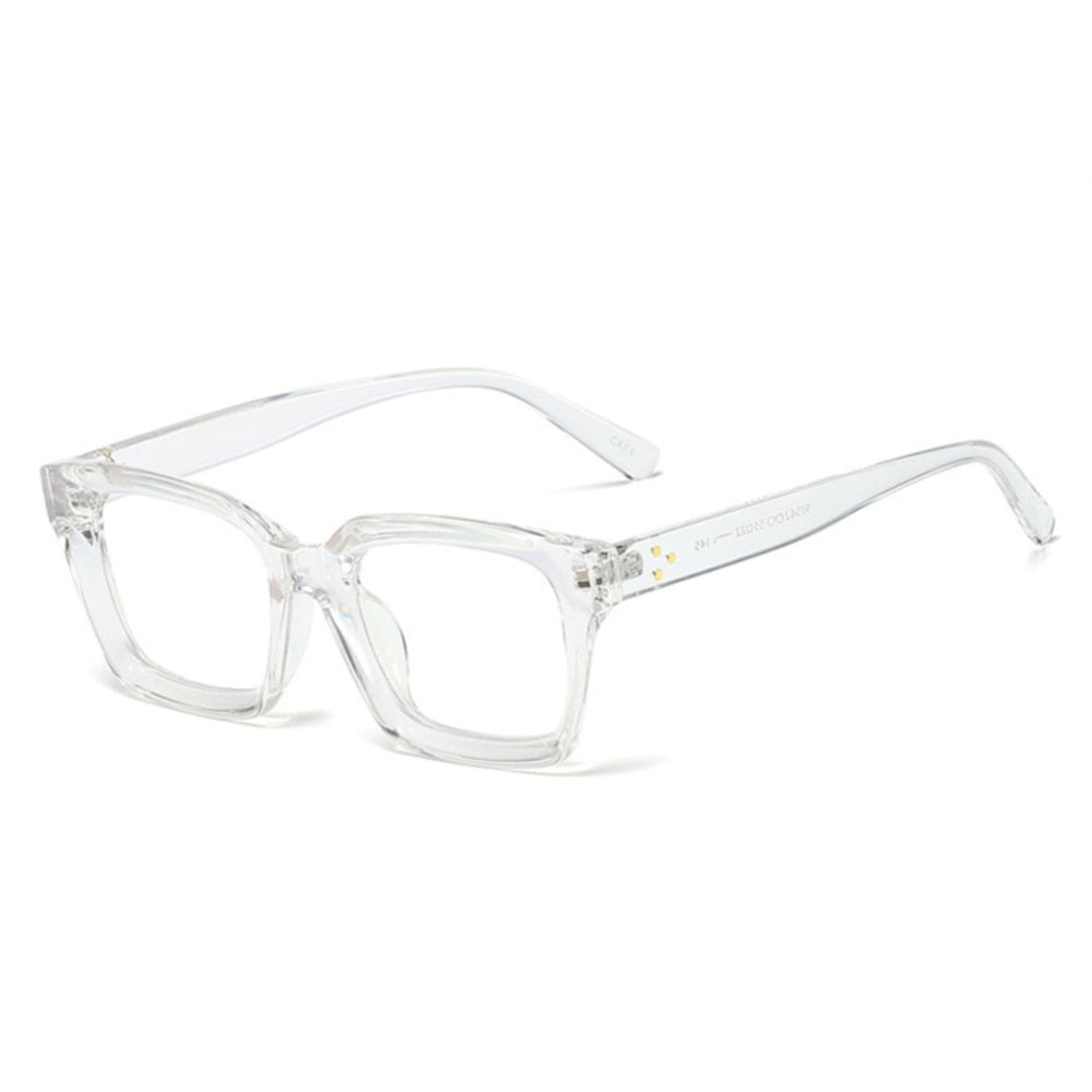 CCspace Unisex Full Rim Square Resin Rivet Frame Eyeglasses 45440 Full Rim CCspace C7 clear