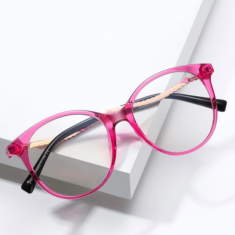 Gmei Women's Full Rim TR 90 Metal Round Frame Eyeglasses 2067 Full Rim Gmei Optical