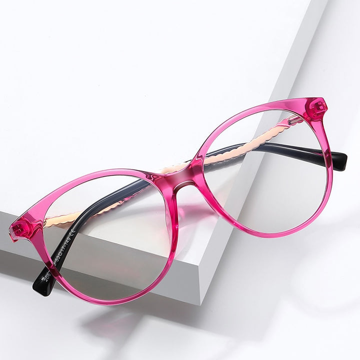 Gmei Women's Full Rim TR 90 Metal Round Frame Eyeglasses 2067 Full Rim Gmei Optical