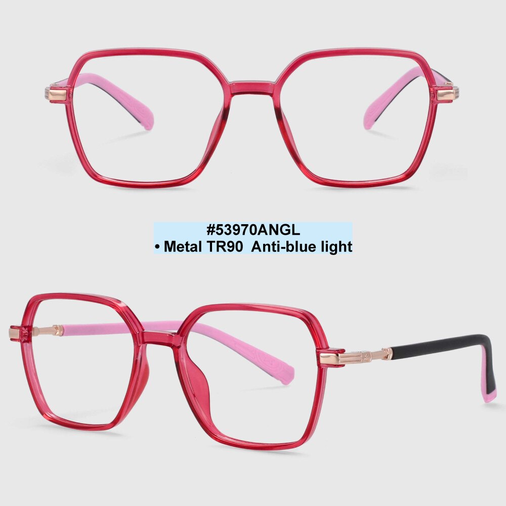 CCspace Children's Unisex Full Rim Square Tr 90 Titanium Frame Eyeglasses 53970 Full Rim CCspace Red