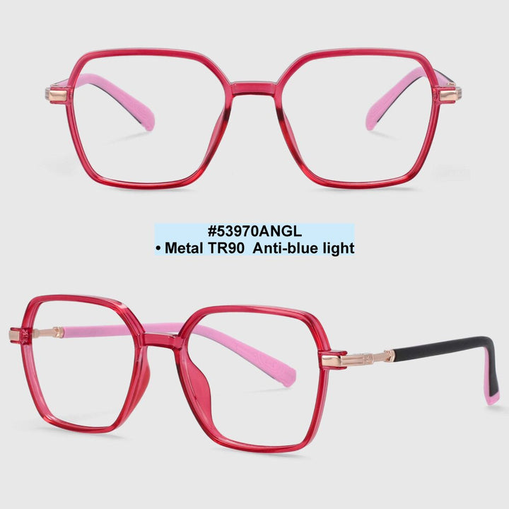 CCspace Children's Unisex Full Rim Square Tr 90 Titanium Frame Eyeglasses 53970 Full Rim CCspace Red