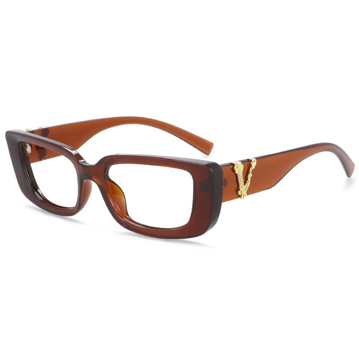 CCspace Unisex Full Rim Rectangle Cat Eye Resin Frame Eyeglasses 54034 Full Rim CCspace C5Tea