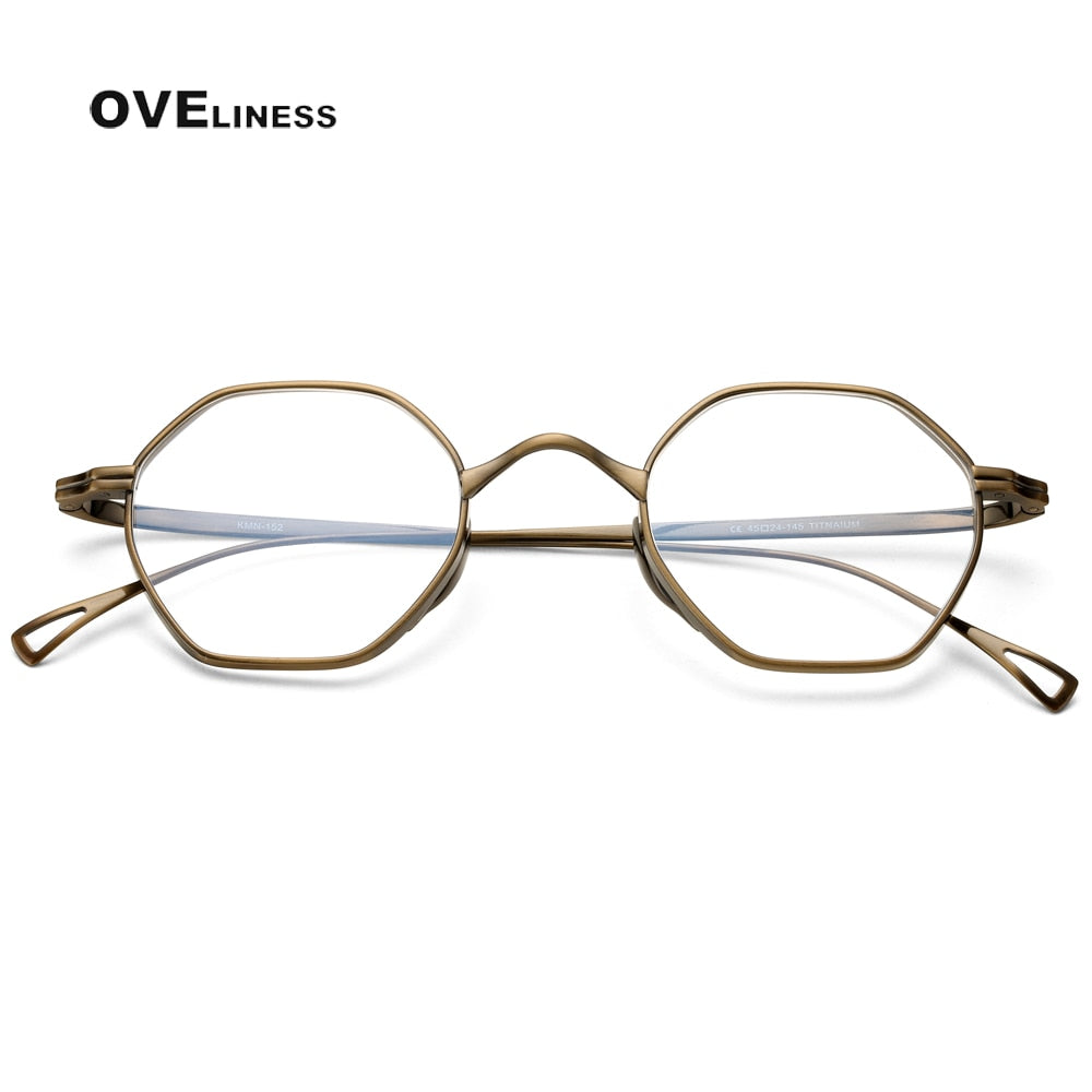 Oveliness Unisex Full Rim Irregular Round Titanium Eyeglasses Ol1y52 Full Rim Oveliness Bronze China