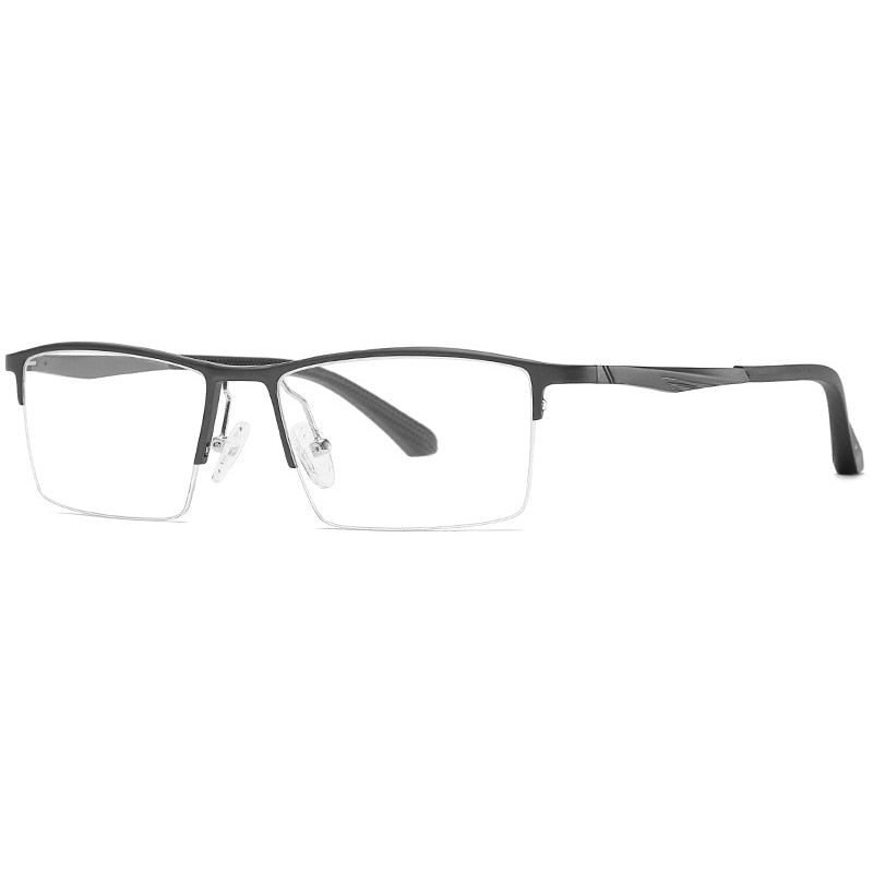 Reven Jate Men's Semi Rim Square Aluminum Eyeglasses B2037 Semi Rim Reven Jate grey