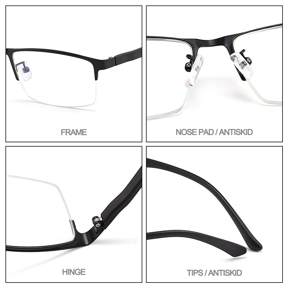 Gmei Men's Semi Rim Square Tr 90 Alloy Eyeglasses S61001 Semi Rim Gmei Optical