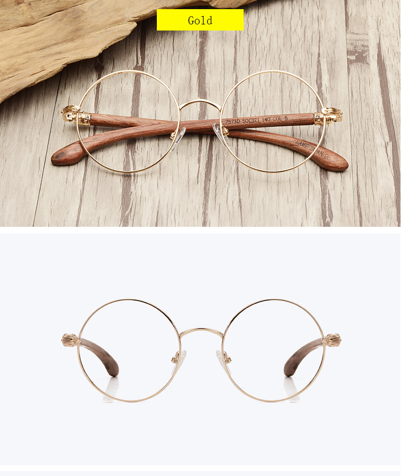 Hdcrafter Unisex Full Rim Round  Titanium Wood Frame Eyeglasses 7573 Full Rim Hdcrafter Eyeglasses